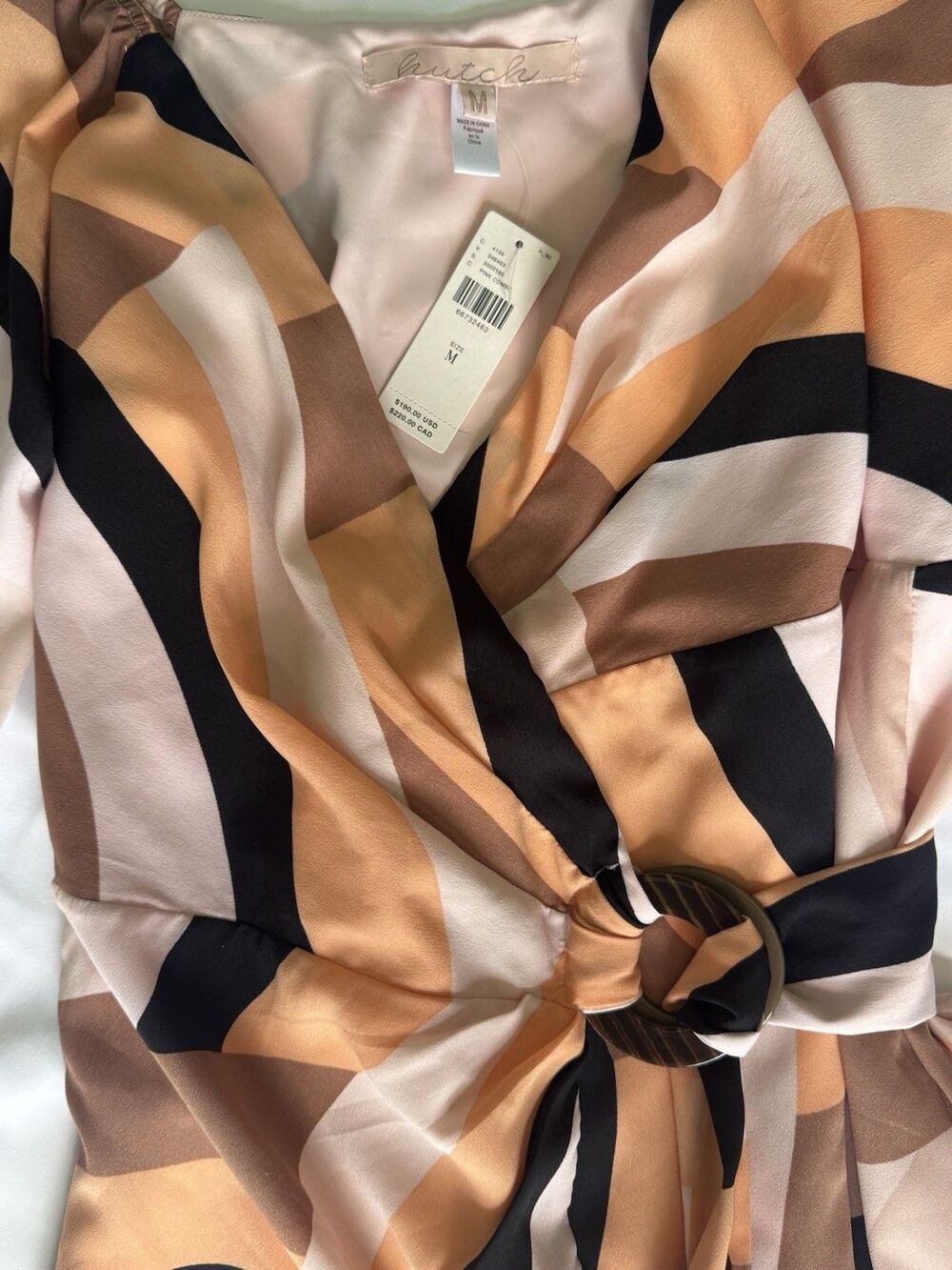Hutch Anthropologie Wrap Dress Babydoll Mini Geometric Stripe Boho Summer - Picture 9 of 10